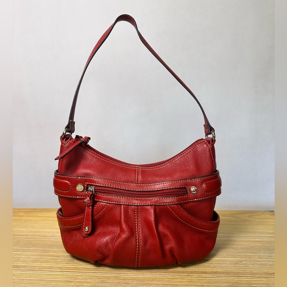 Elegant Tignanello Red Leather Shoulder Bag